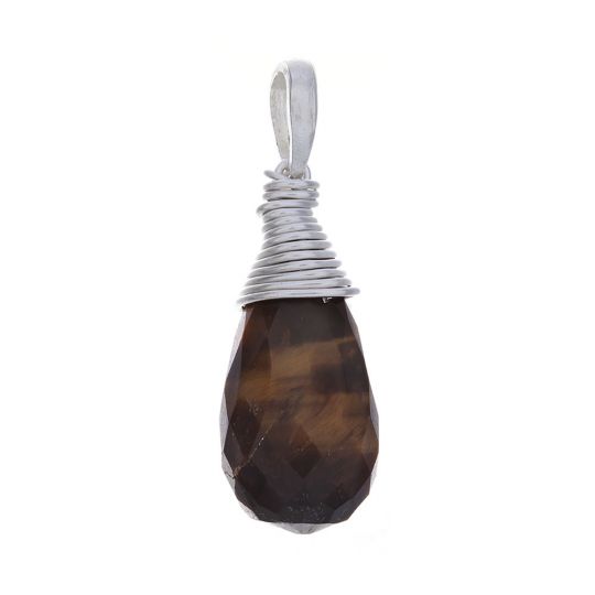 Faceted Tiger Eye Wire Wrapped Pendant (20mm to 25mm H)
