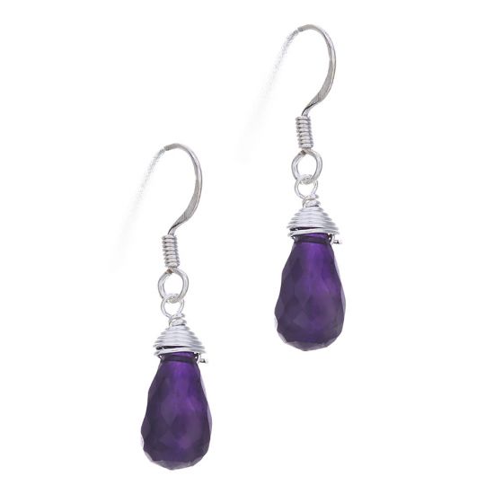 Faceted Amethyst Wire Wrapped Earrings (25mm to 30mm H)