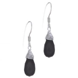 Faceted Black Onyx Wire Wrapped Earrings (25mm to 30mm H)