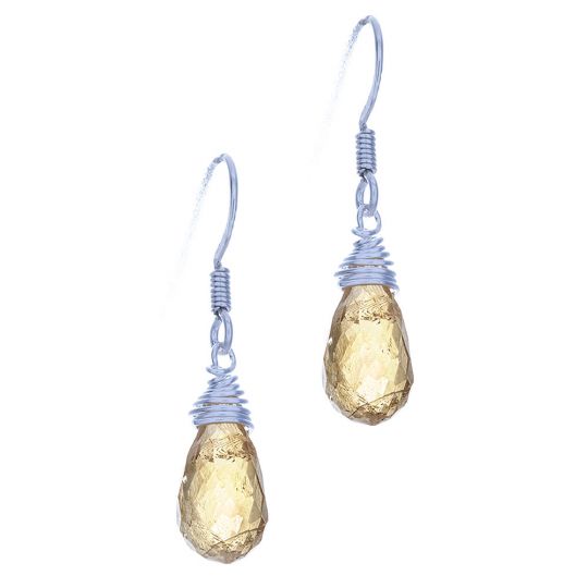Faceted Citrine Wire Wrapped Earrings (25mm to 30mm H)