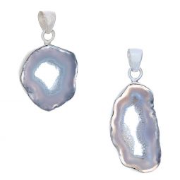 Banded Agate  Small Geode Slice Pendant
