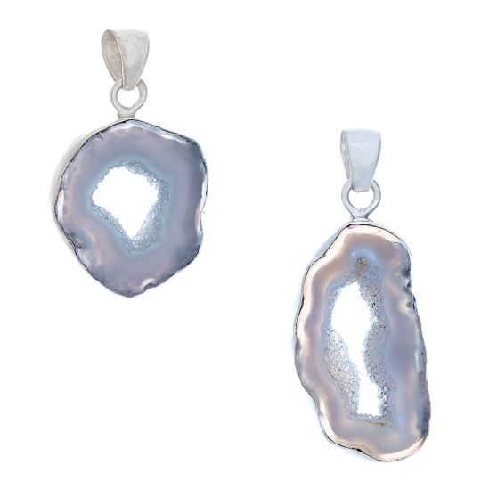 Banded Agate  Small Geode Slice Pendant