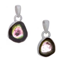 Rough Watermelon Tourmaline Small Assorted Shapes Pendant 18 to 21 mm H