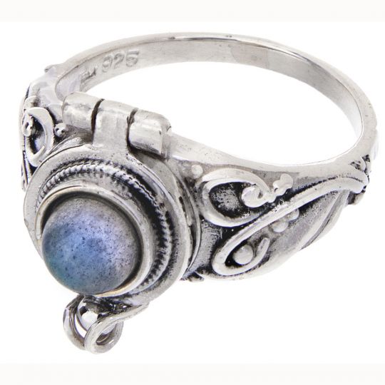 Round Box Ring Labradorite 6mm Cab - Size 10