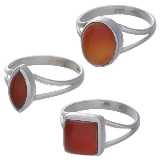 Carnelian Cab. Assorted Shapes Split Shank Simple Ring - Size 5 (9mm to 13mm H)