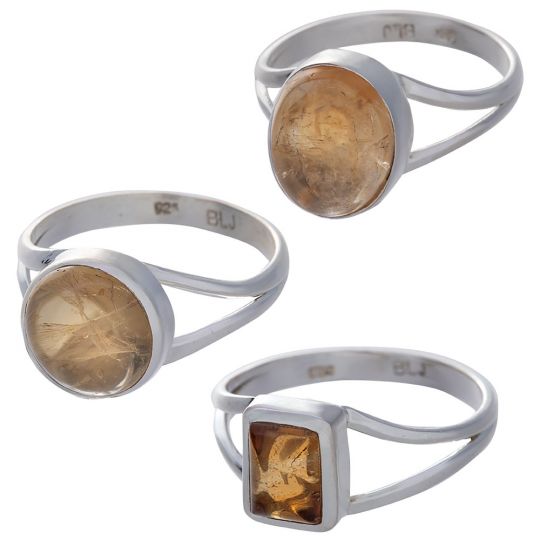 Citrine Cab. Assorted Shapes Split Shank Simple Ring - Size 9  (9mm to 13mm H)