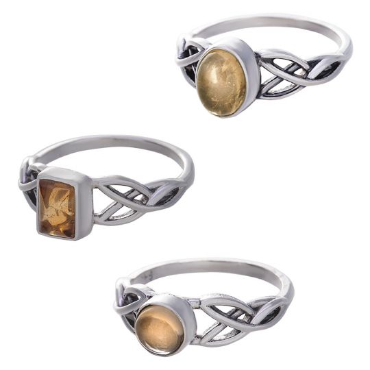 Citrine Cab. Assorted Shapes Trisquele Ring - Size 6 (6mm to 9mm H)