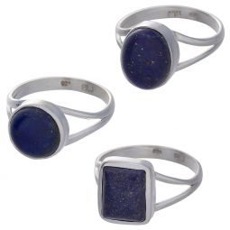Lapis Lazuli Cab. Assorted Shapes Split Shank Simple Ring  - Size 6 (9mm to 12mm H)
