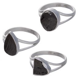 Shungite Assorted Shapes Split Shank Simple Ring - Size 9 (9mm to 12mm H)