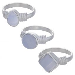 Blue Lace Agate Assorted Shapes Multi Band Ring- Size 7 (10mm to 15mm H)