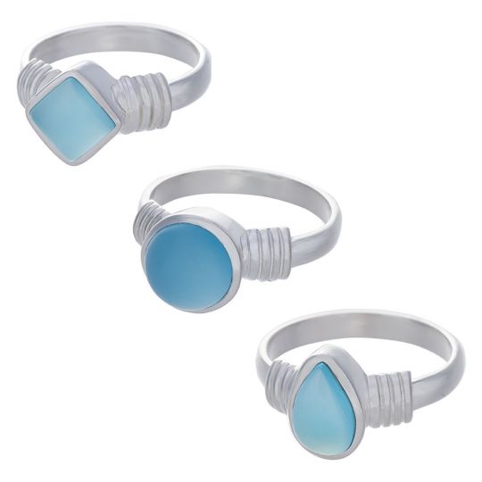 Blue Chalcedony Assorted Shapes Multi Band Ring- Size 7 (10mm to 15mm H)