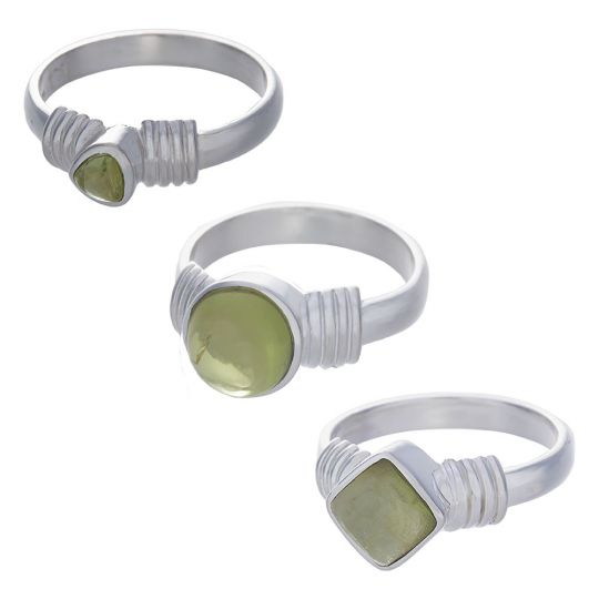 Peridot Assorted Shapes Multi Band Ring- Size 7 (5mm to 9mm H)