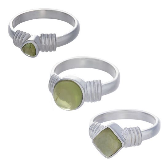 Peridot Assorted Shapes Multi Band Ring- Size 10 (5mm to 9mm H)