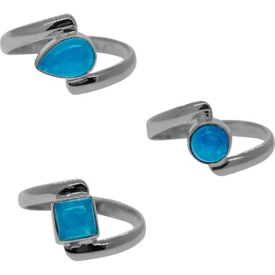 Hemimorphite Assorted Shapes Fancy Reverse Band Ring- Size 10 (8mm to 10mm H)