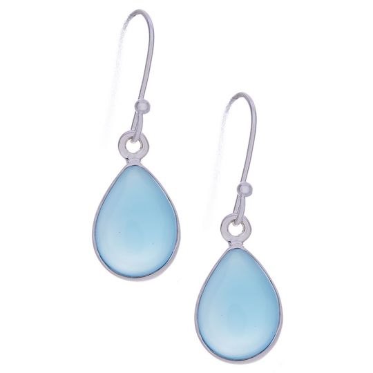 Blue Chalcedony Simple Teardrop Earrings