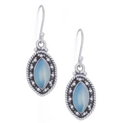 Blue Chalcedony Fancy Marquise Earrings