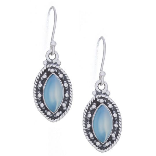 Blue Chalcedony Fancy Marquise Earrings