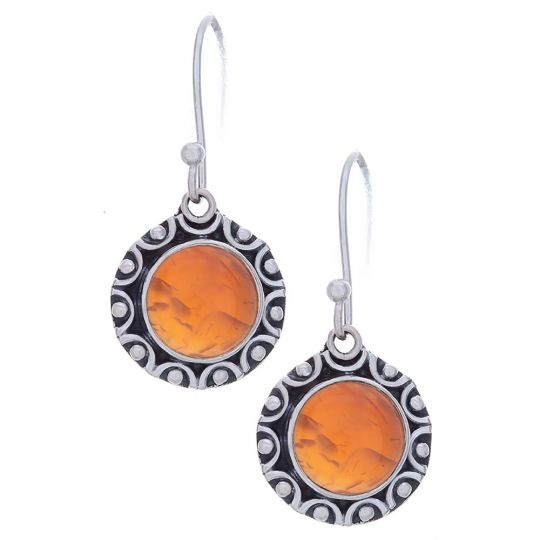 Carnelian Fancy Round Earrings