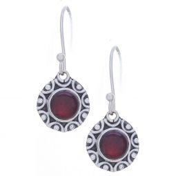 Garnet Fancy Round Earrings