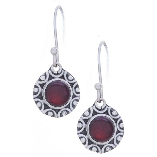 Garnet Fancy Round Earrings