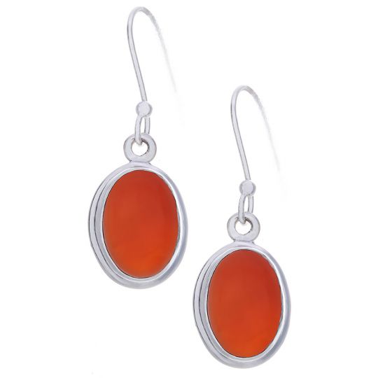 Carnelian Simple Oval Earrings