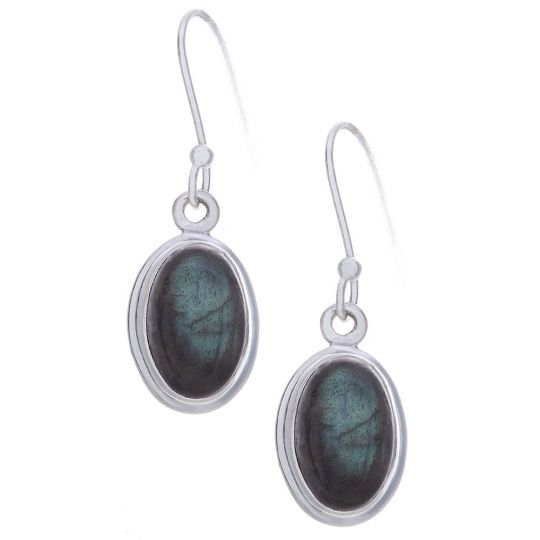 Labradorite Simple Oval Earrings