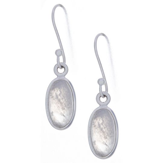 Rainbow Moonstone Simple Oval Earrings