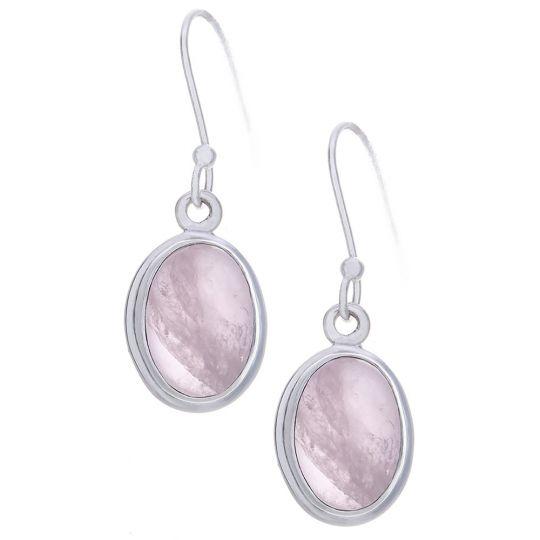 Rose Quartz Simple Oval Earrings