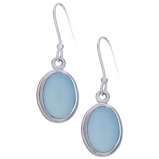 Blue Chalcedony Simple Oval Earrings