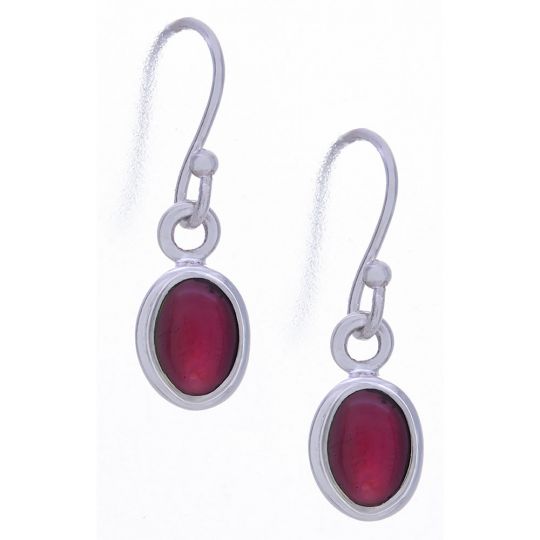 Garnet Simple Oval Earrings