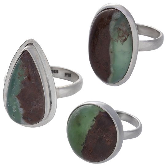 Assorted Shapes Chrysoprase Ring - Size 8 (17 to 30mm H)