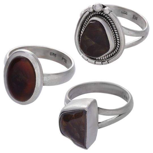 Assorted Shape Fire Agate Ring - Size 7 (9 to 23mm H)