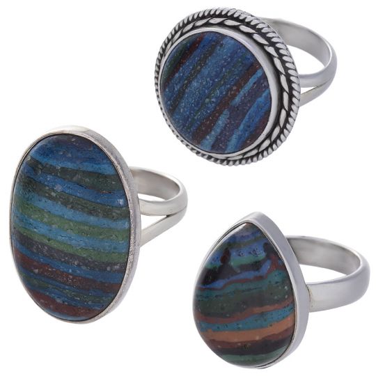 Assorted Shapes Rainbow Calsilica Ring - Size 8 (15 to 26mm H)