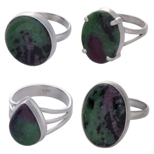 Assorted Shapes Plain Ruby Zoisite Ring - Size 8 (13 to 23mm H)