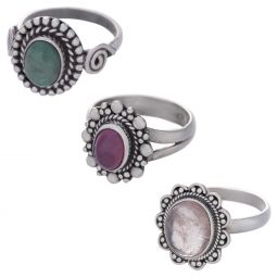 Assorted Stones Small Oval Ring - Size 6 (14 to 20mm H)