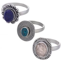 Assorted Stones Small Oval Ring - Size 8 (14 to 20mm H)