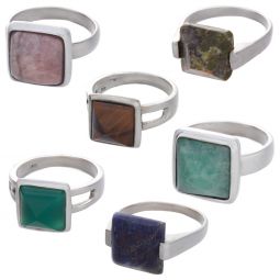 Assorted Stones Pyramid and Square Shape Ring - Size 9  (12 to 15 mm H)