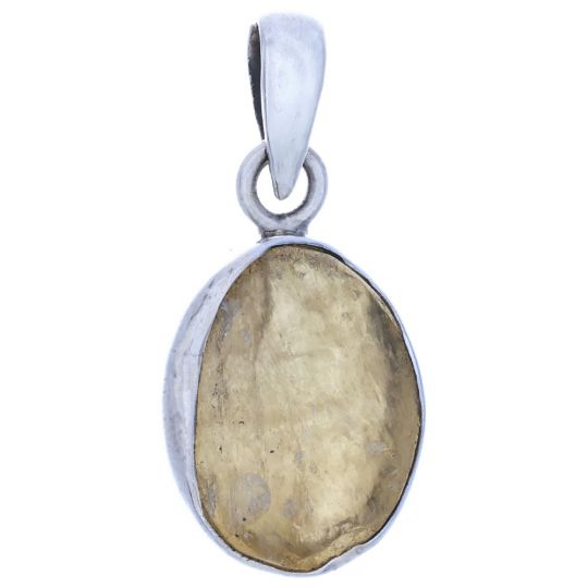Assorted Rough Yellow Calcite Oval Pendant (approx 30mm H)