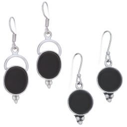 Assorted Black Onyx Oval and Round Earrings (30 to 38mm H)