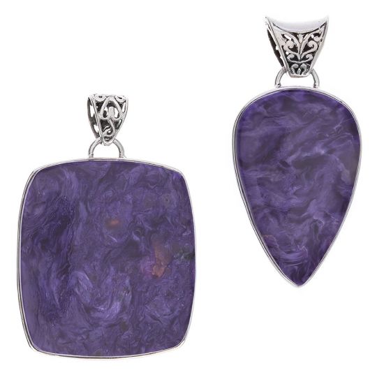 Assorted Shapes XL Charoite Pendants (36 to 62mm H)