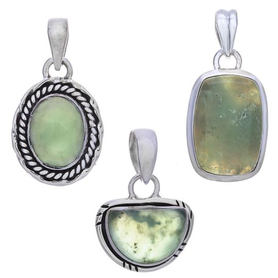 Assorted Shape Small Green Chrysoprase Pendant (25 to 32mm H)