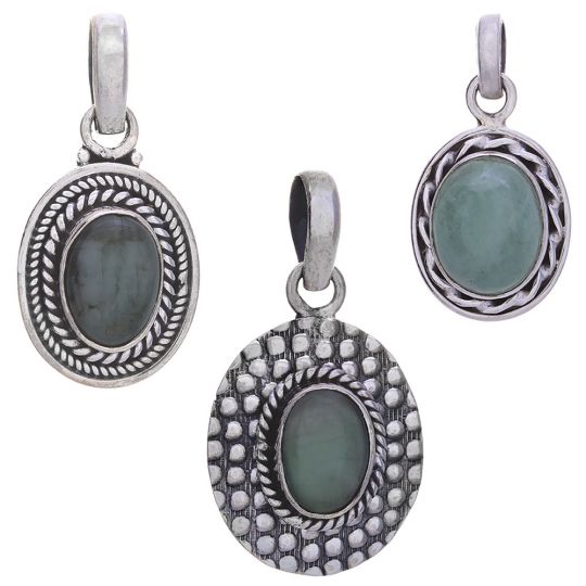 Assorted Medium Fancy Oval Emerald Pendants (21 to 34mm H)