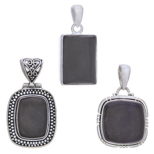 Assorted Rectangular Gold Sheen Obsidian Pendants (28 to 33mm H)