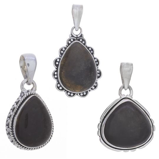 Assorted Small Teardrop Gold Sheen Obsidian Pendants (26 to 40mm H)
