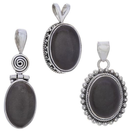 Assorted Small Oval Gold Sheen Obsidian Pendants (26 to 40mm H)