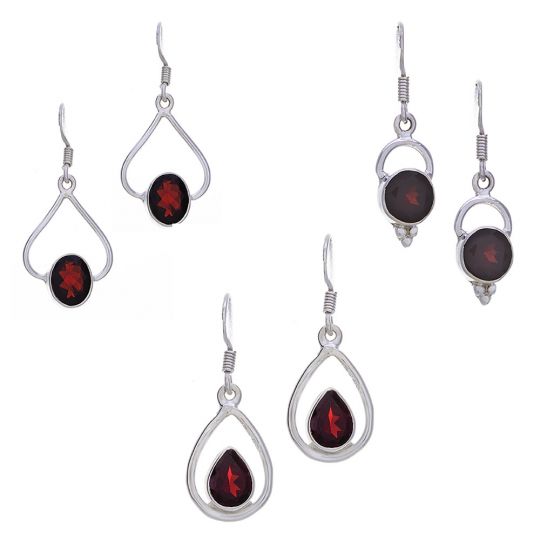 Assorted Wire Garnet Earrings (36 to 42mm H)