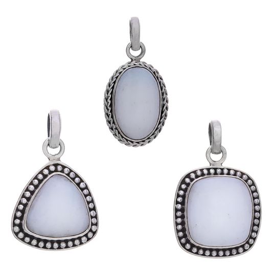 Assorted Shapes Medium White Hemimorphite Pendant (25 to 32mm H)