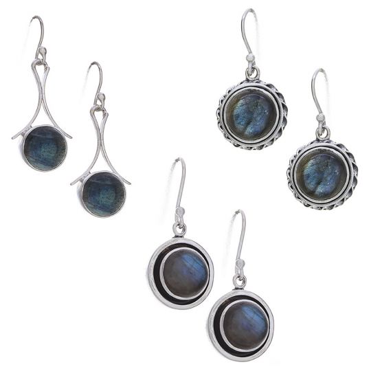 Assorted Round Labradorite Earrings (26 to 32mm H)