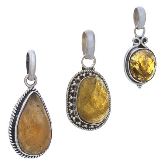 Assorted Shapes Orange Morganite Pendant (24 to 36mm H)