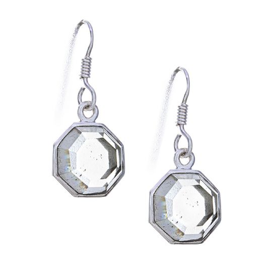 Octogonal Faceted Prasiolite Earrings (25 to 28mm H)